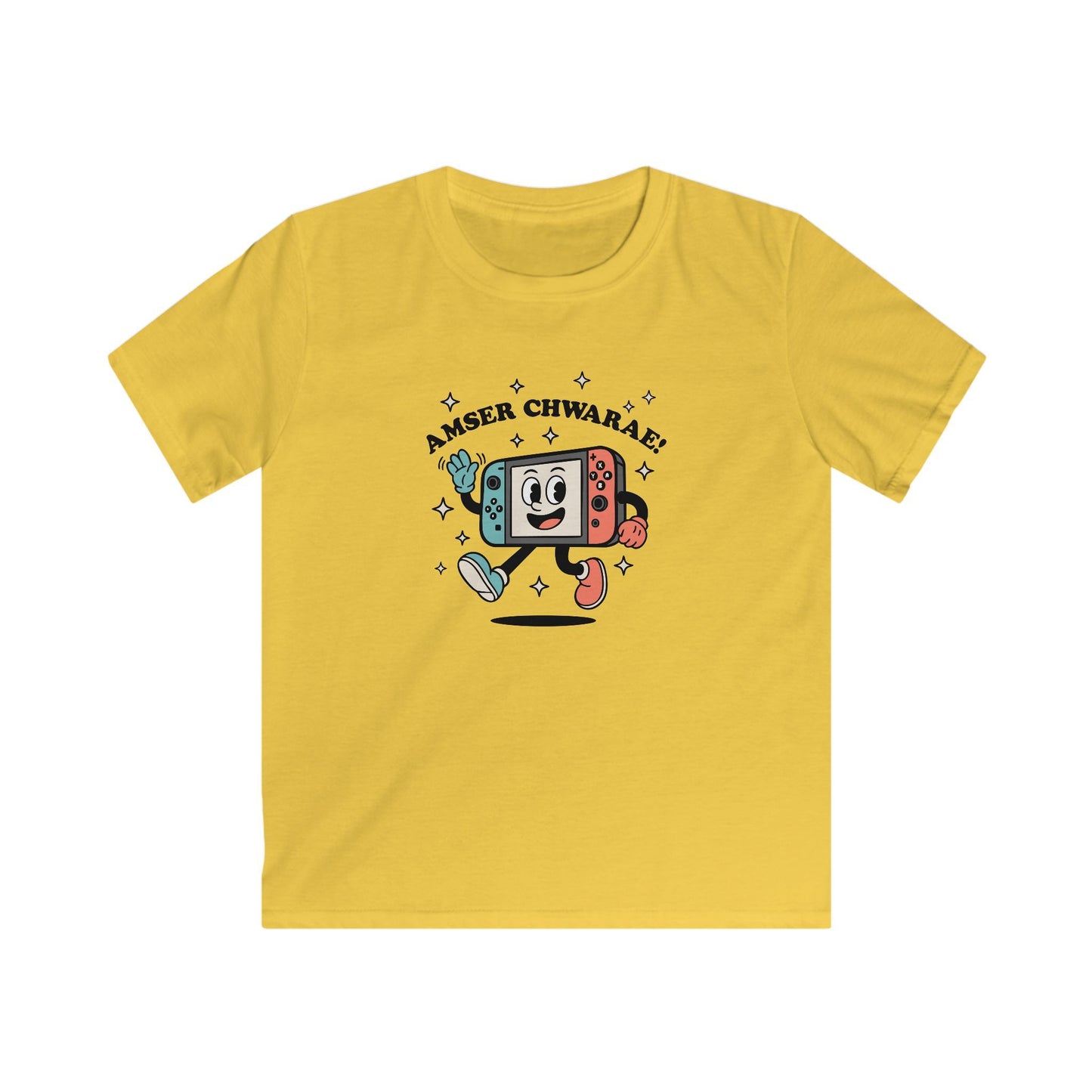 Kids Gaming Tee - 'Amser Chwarae' Welsh Retro Game Console Graphic