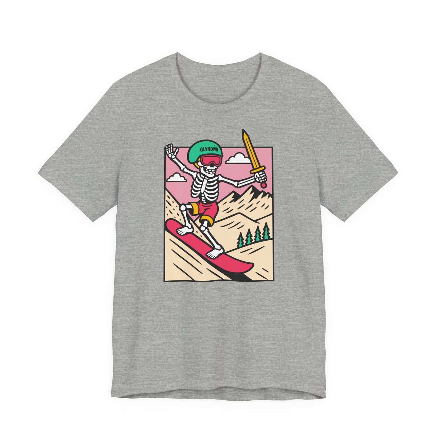 Skeleton Glyndŵr Retro Snowboarding Unisex Tee