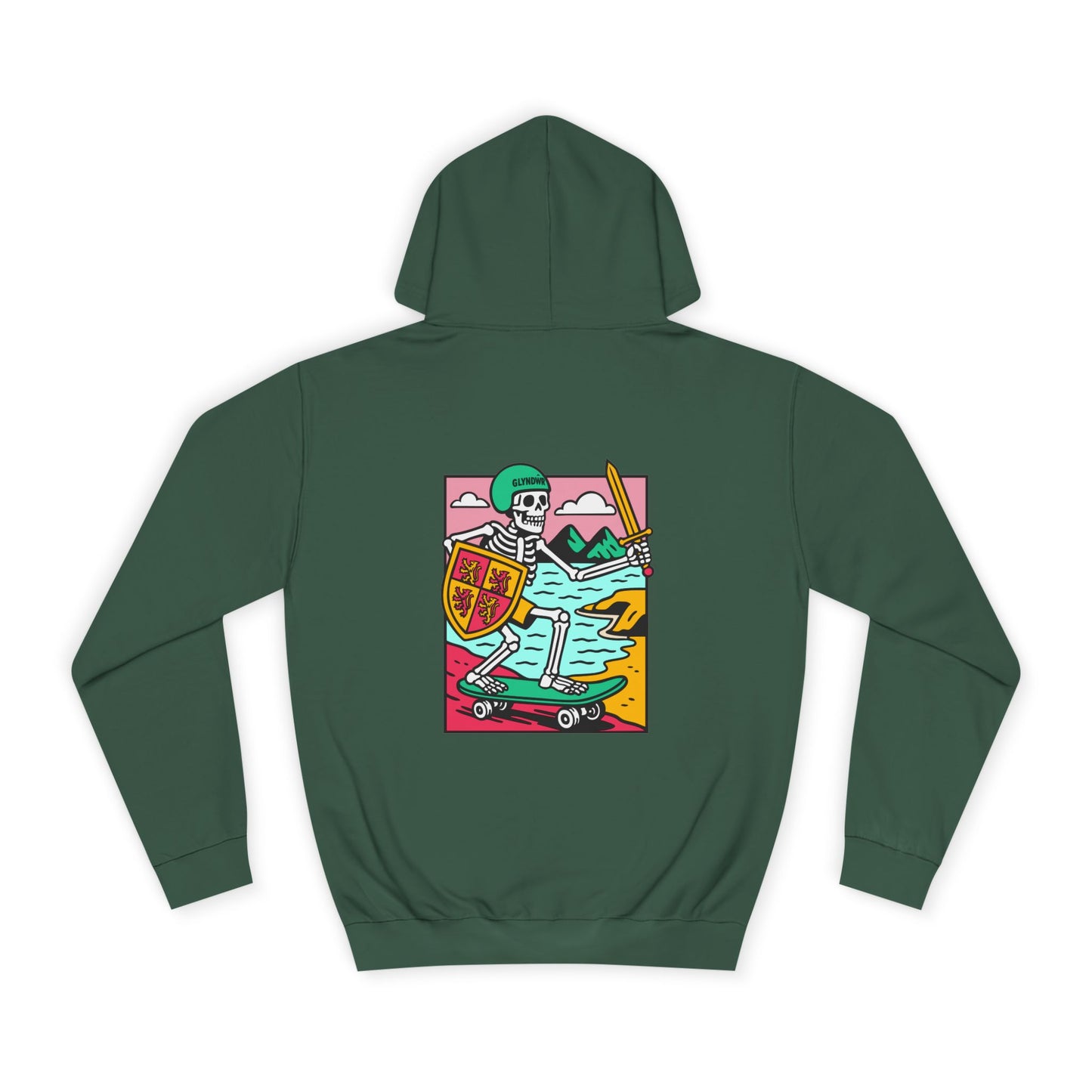 Skateboard Glyndŵr Unisex Hoodie (Double Sided)