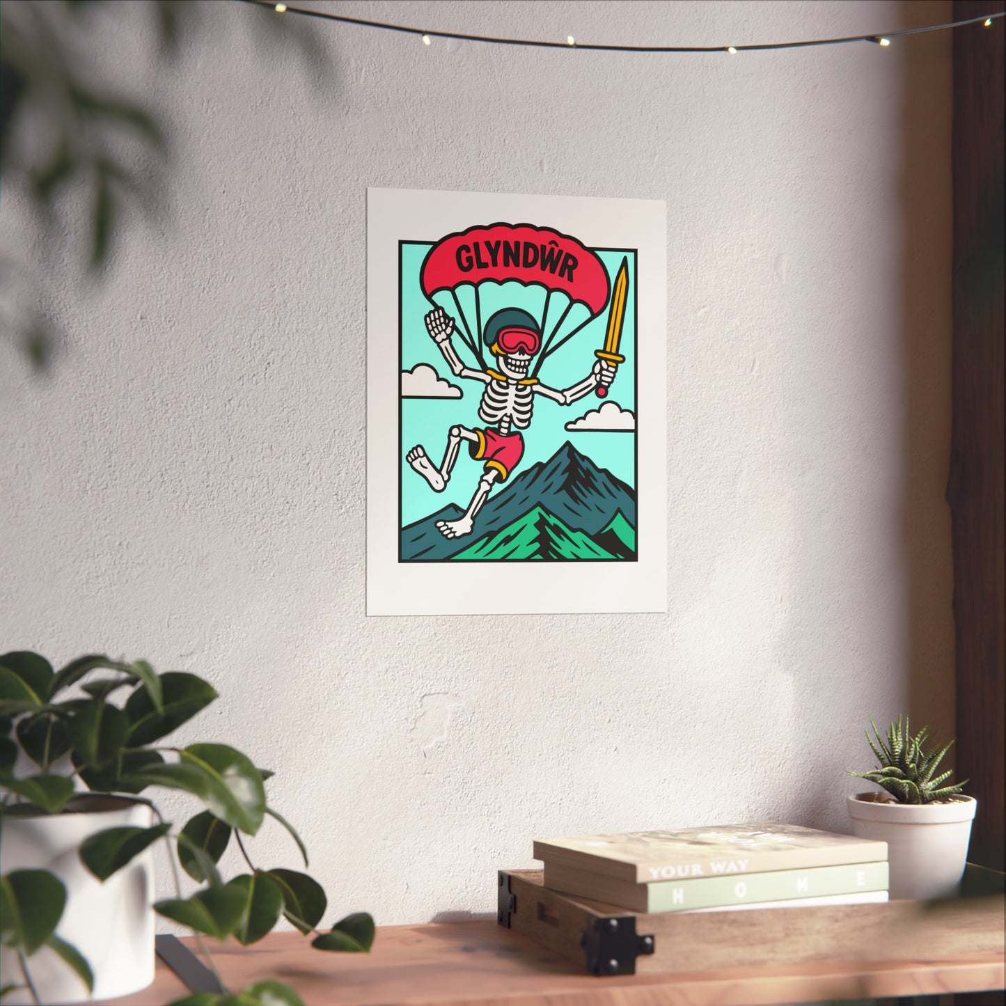 Parachute Skeleton Fine Art Poster – 'Owain Glyndŵr' Adventure Print