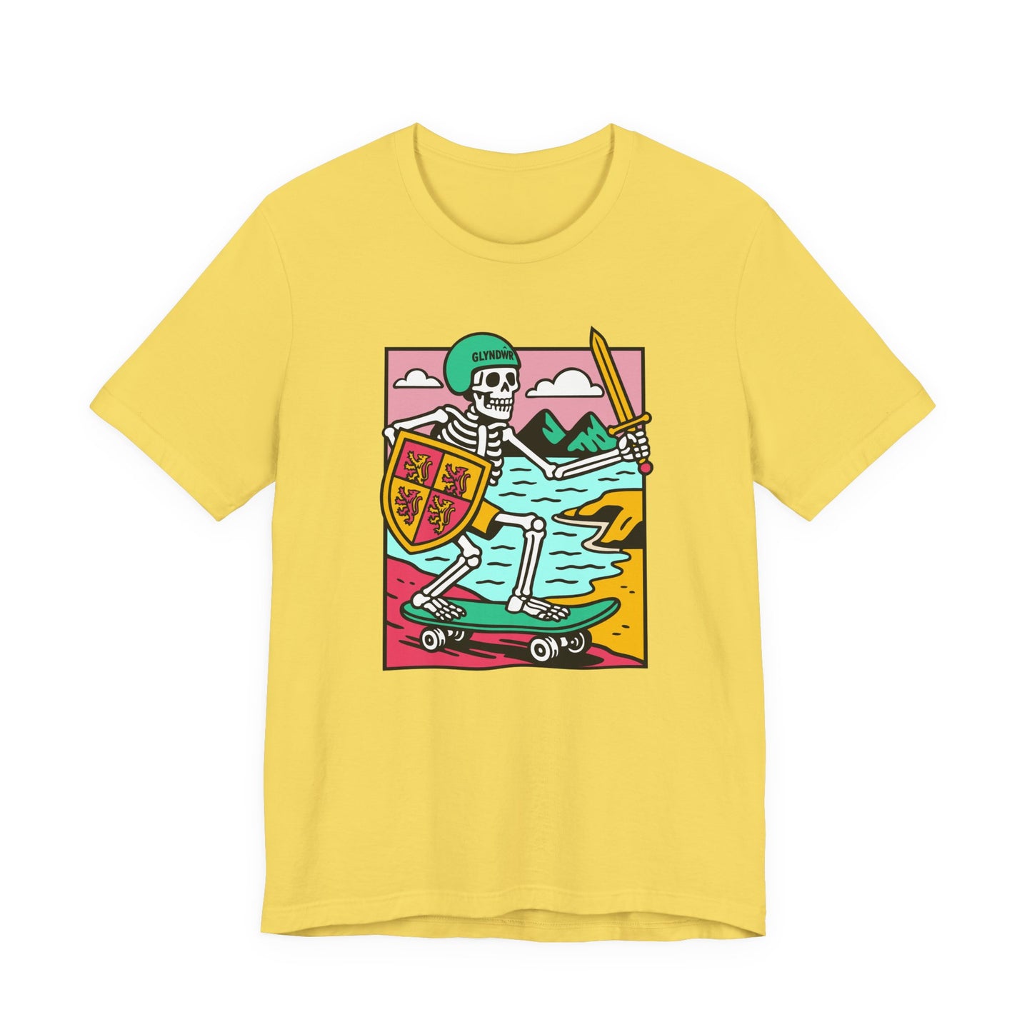 Skeleton Glyndŵr Retro Skateboard T-Shirt (Unisex)
