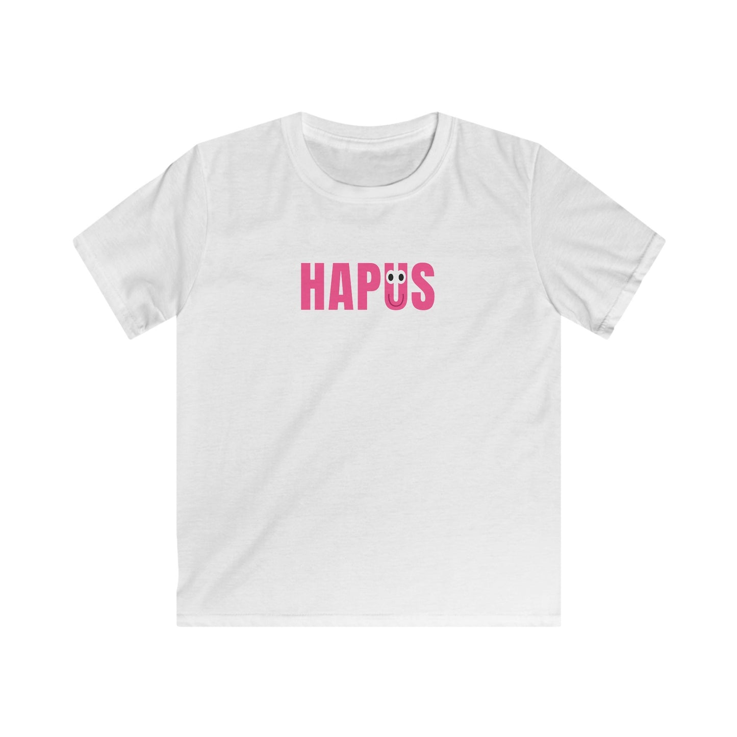 "HAPUS" T-Shirt - Happy Pink Smiley Letter Kids Tee