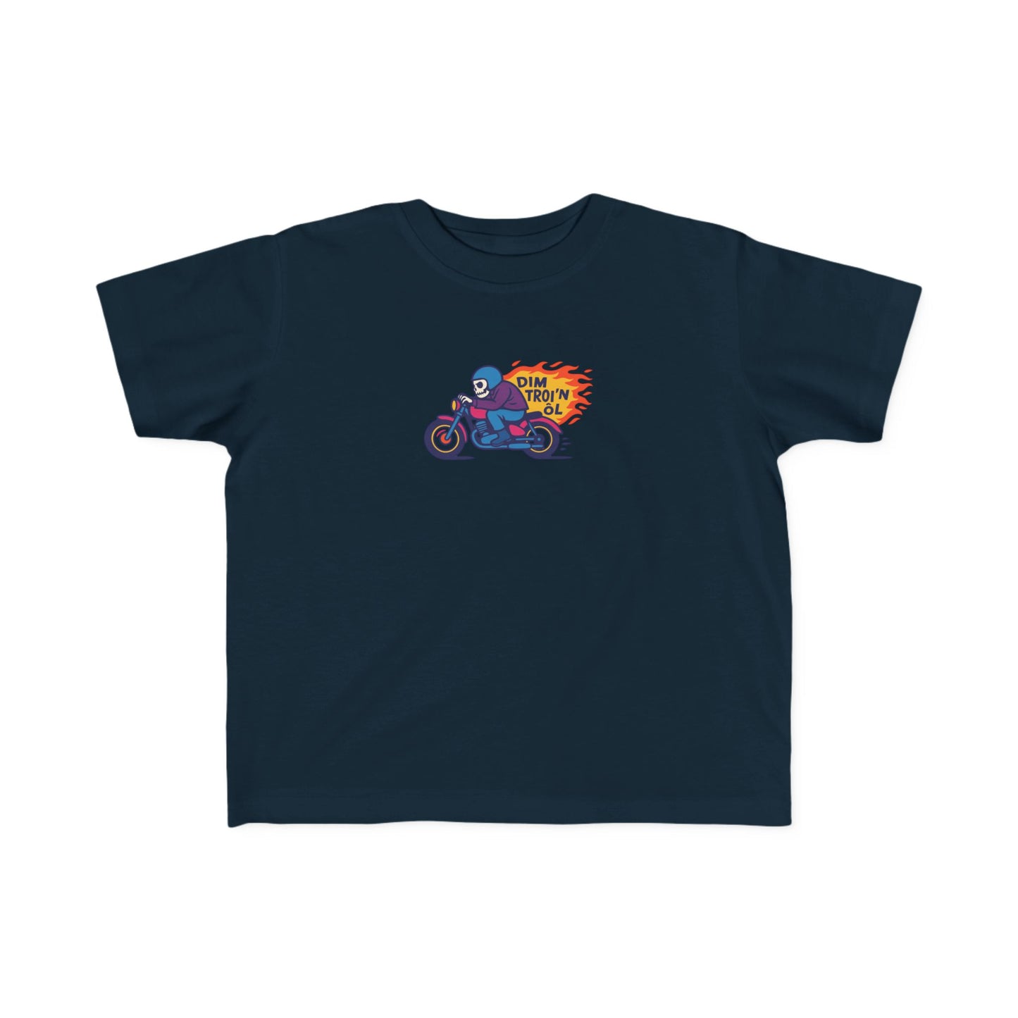 Toddler Skeleton Motorbike T-Shirt - 'Dim Troi'n ôl'