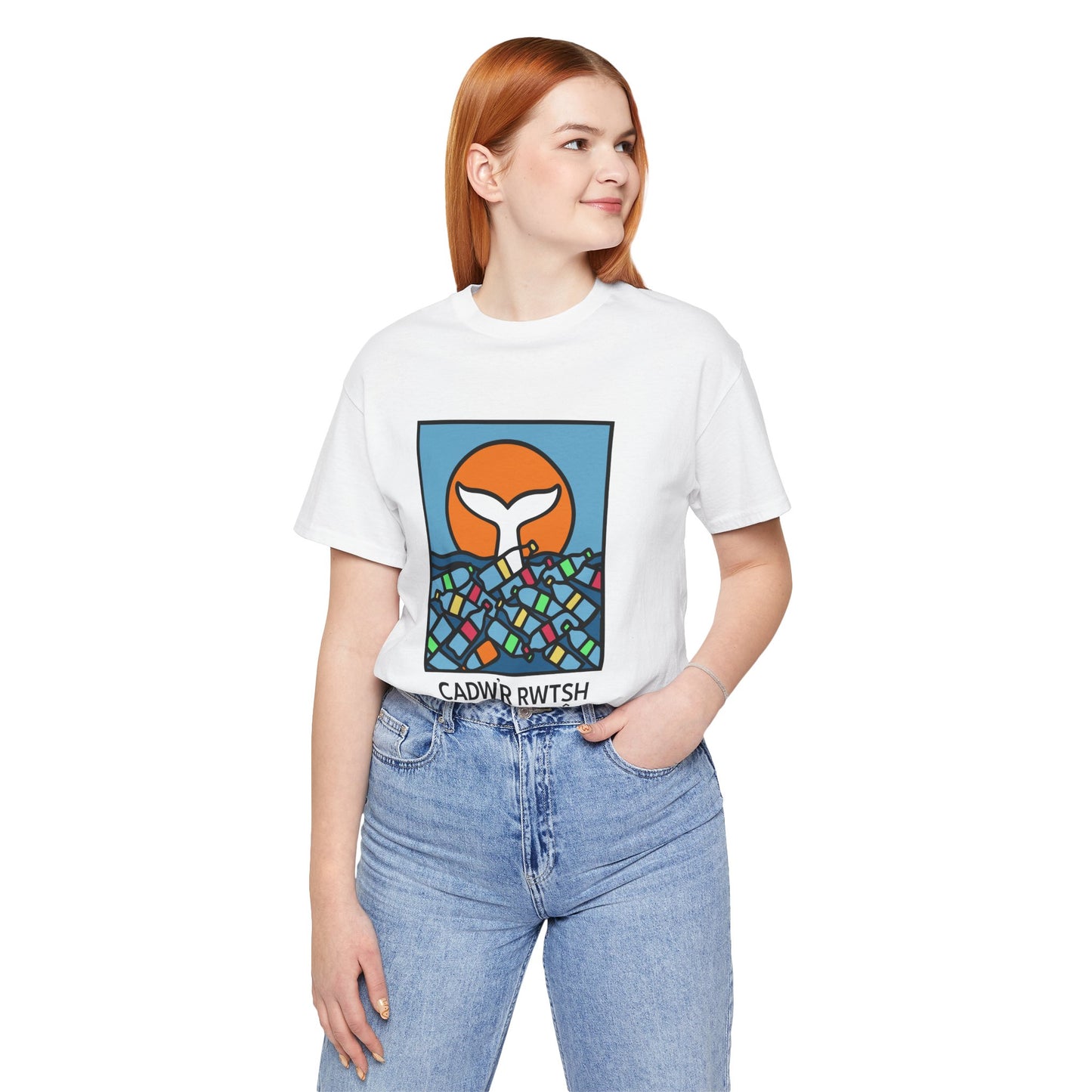 Environmental T‑Shirt — 'Cadw'r Rwtsh Allan o'r Môr'