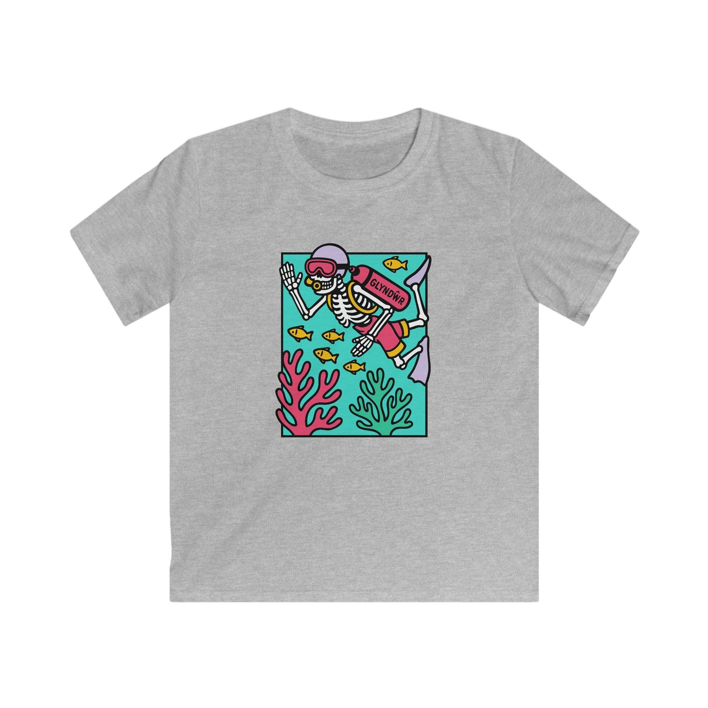 Owain Glyndŵr Skeleton Scuba Diver T-Shirt (Colourful Kids Tee)