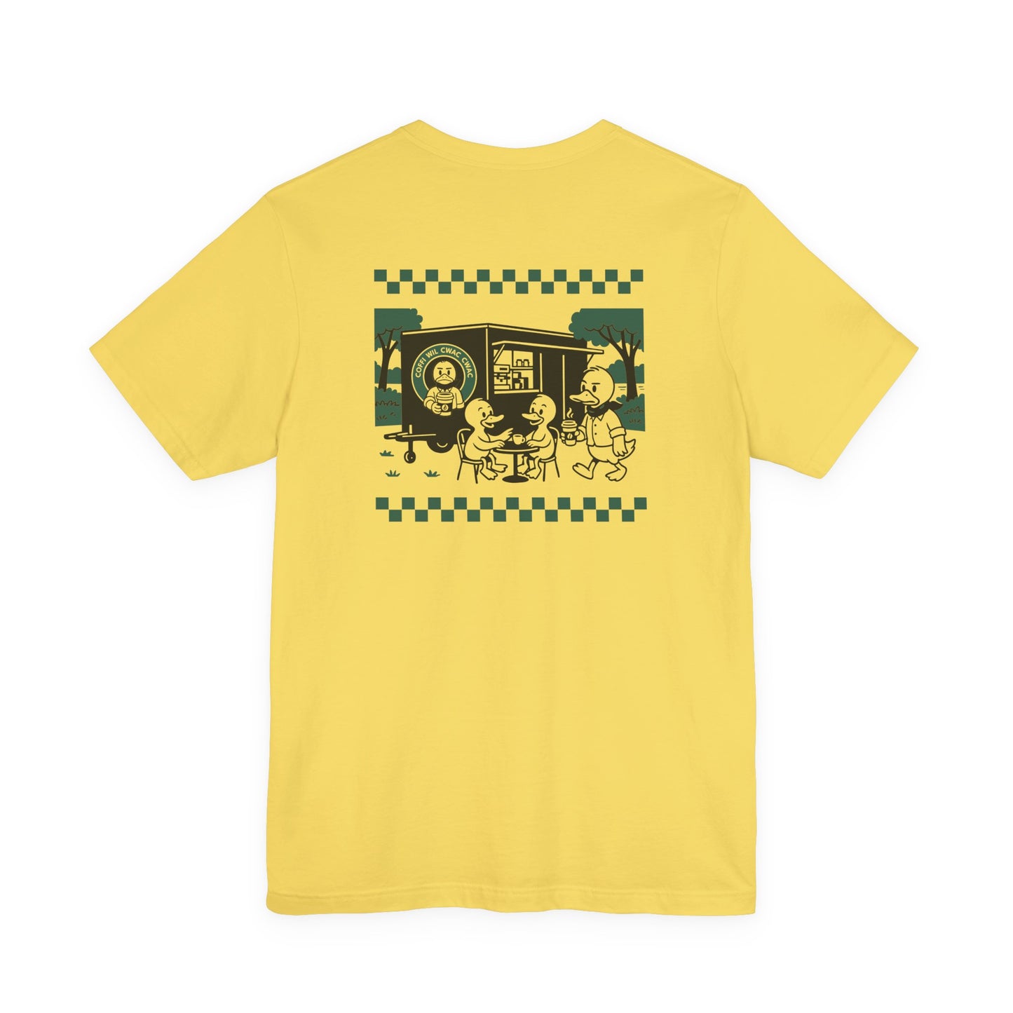Wil Cwac Cwac Coffee Unisex T-shirt - Retro Cafe T-Shirt (Double Sided)