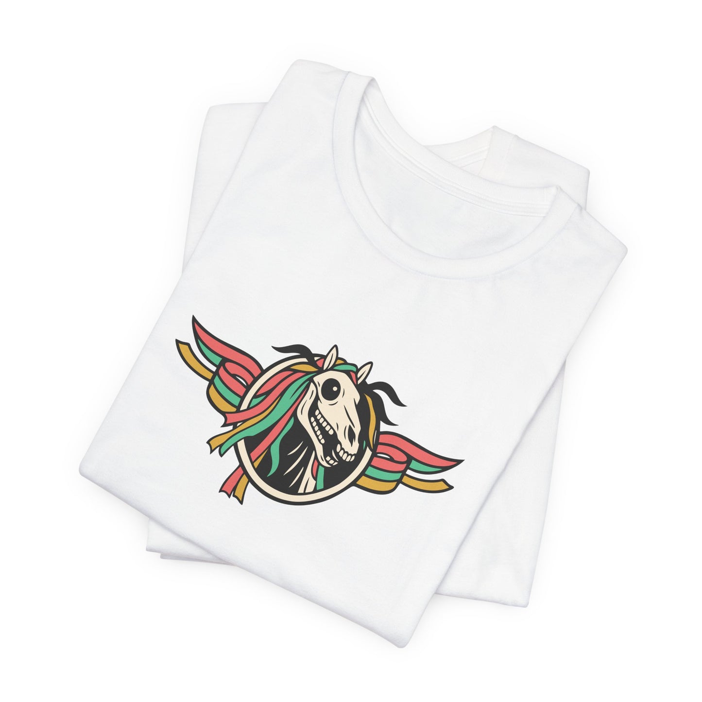 Mari Lwyd Unisex T-Shirt - Winged Horse Skull Graphic Tee