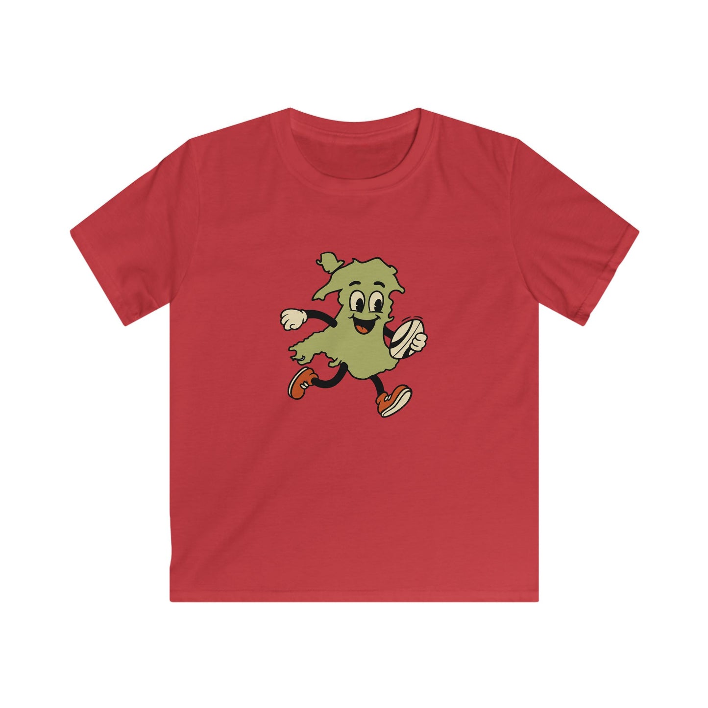 Kids Vintage Welsh Rugby T‑Shirt — Retro Cartoon Map