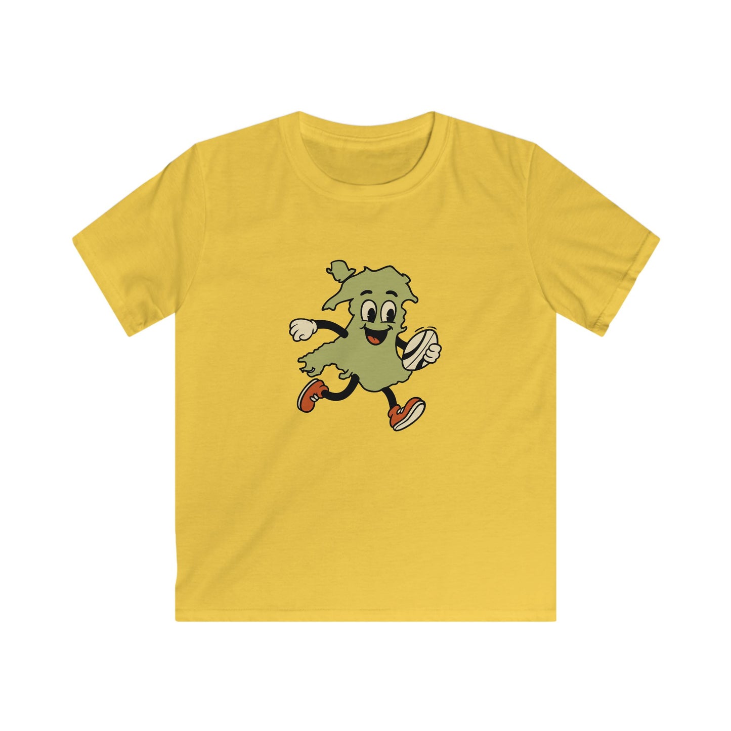 Kids Vintage Welsh Rugby T‑Shirt — Retro Cartoon Map
