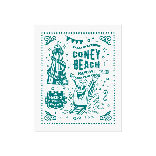 'Coney Beach' Fine Art Poster – Vintage Amusement Park Wall Art