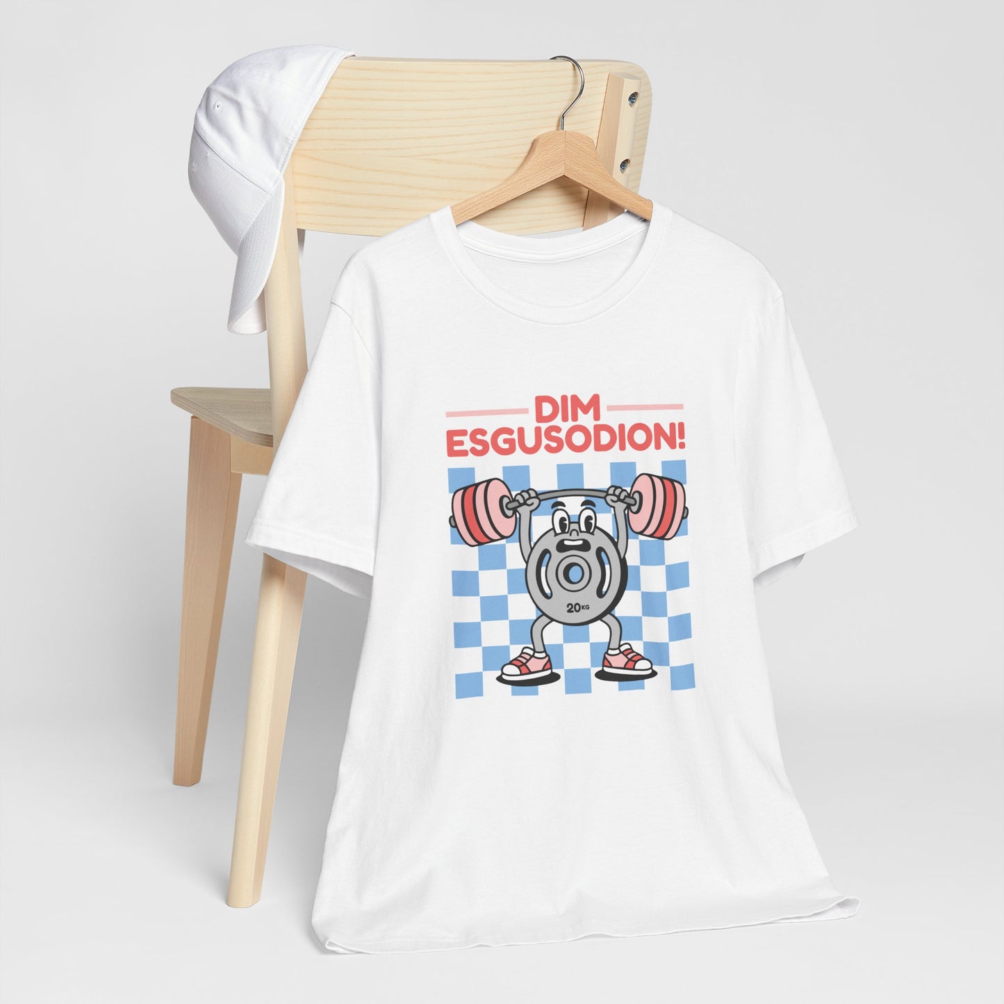 Retro "No Excuses" Gym T-Shirt — Welsh Language 'Dim esgusodion!'