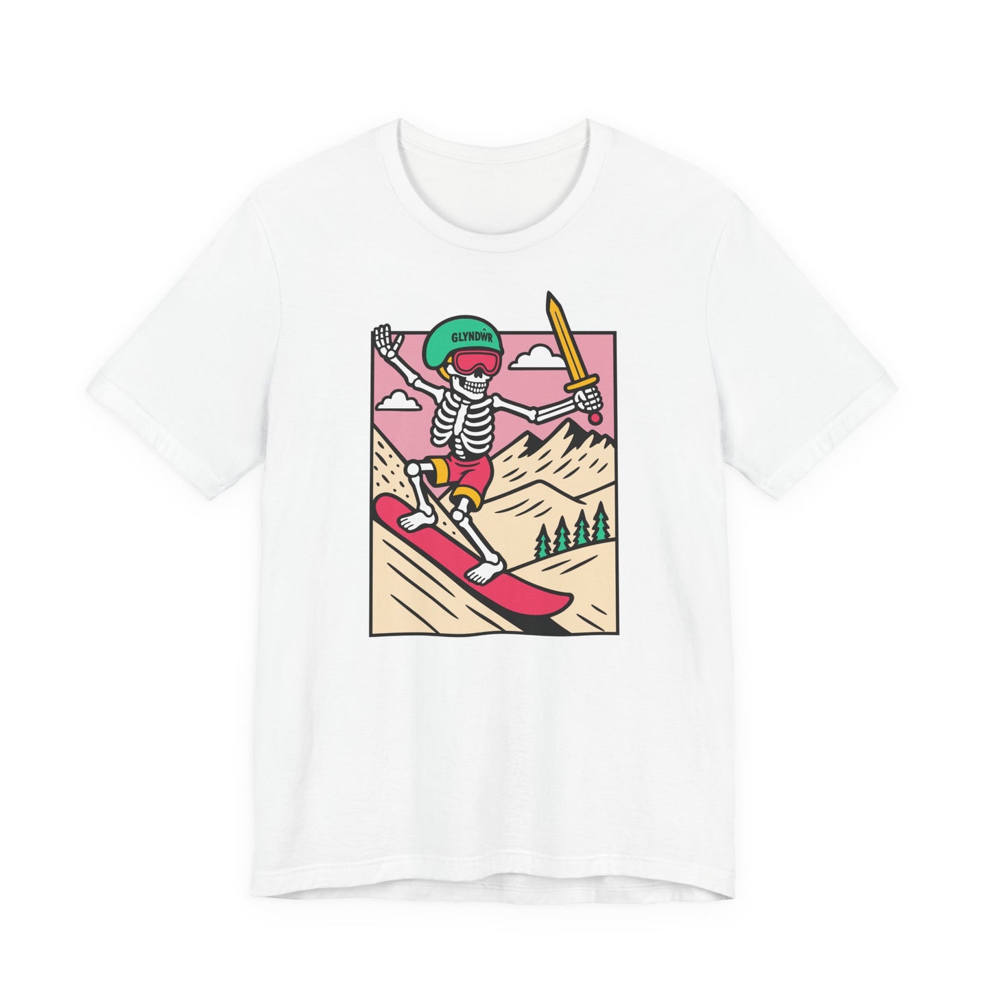 Skeleton Glyndŵr Retro Snowboarding Unisex Tee