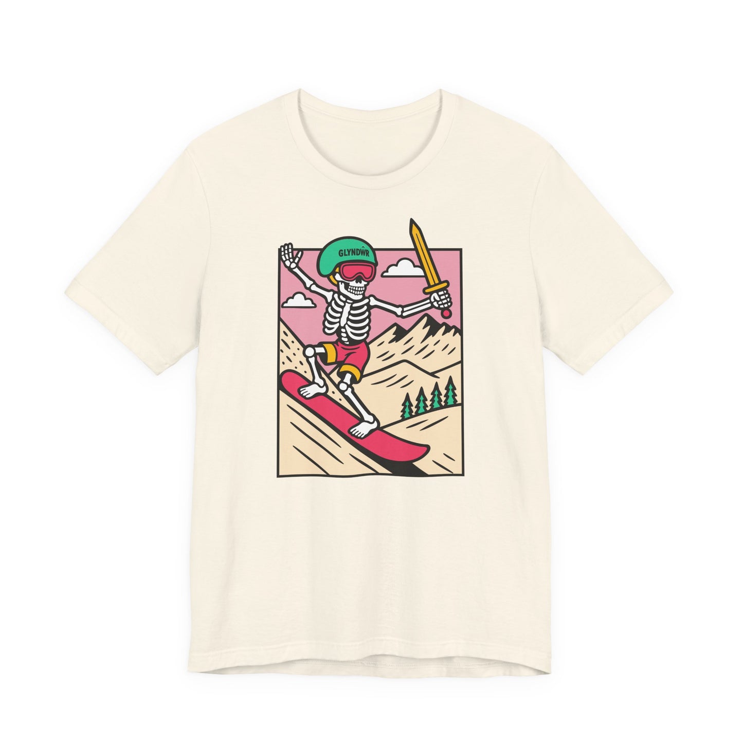 Skeleton Glyndŵr Retro Snowboarding Unisex Tee