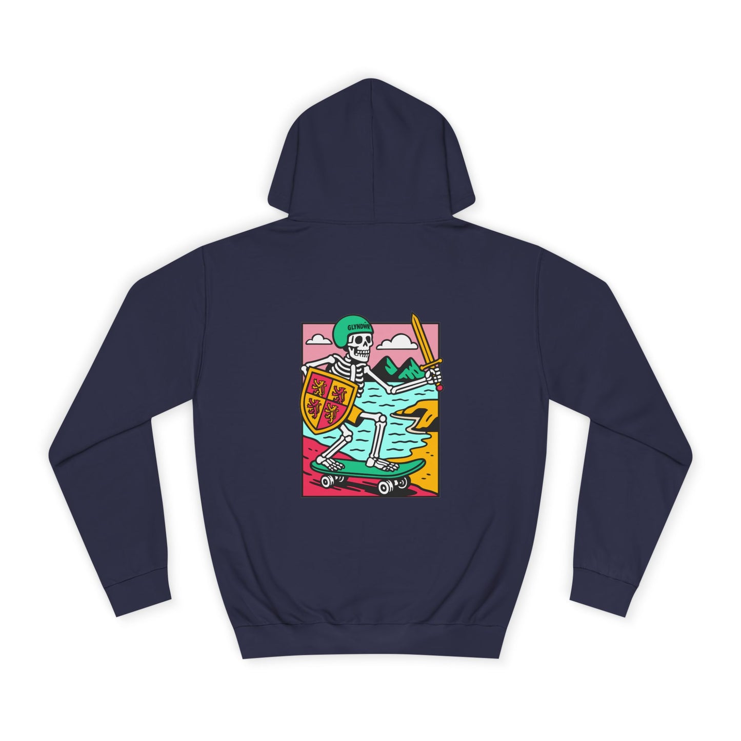 Skateboard Glyndŵr Unisex Hoodie (Double Sided)
