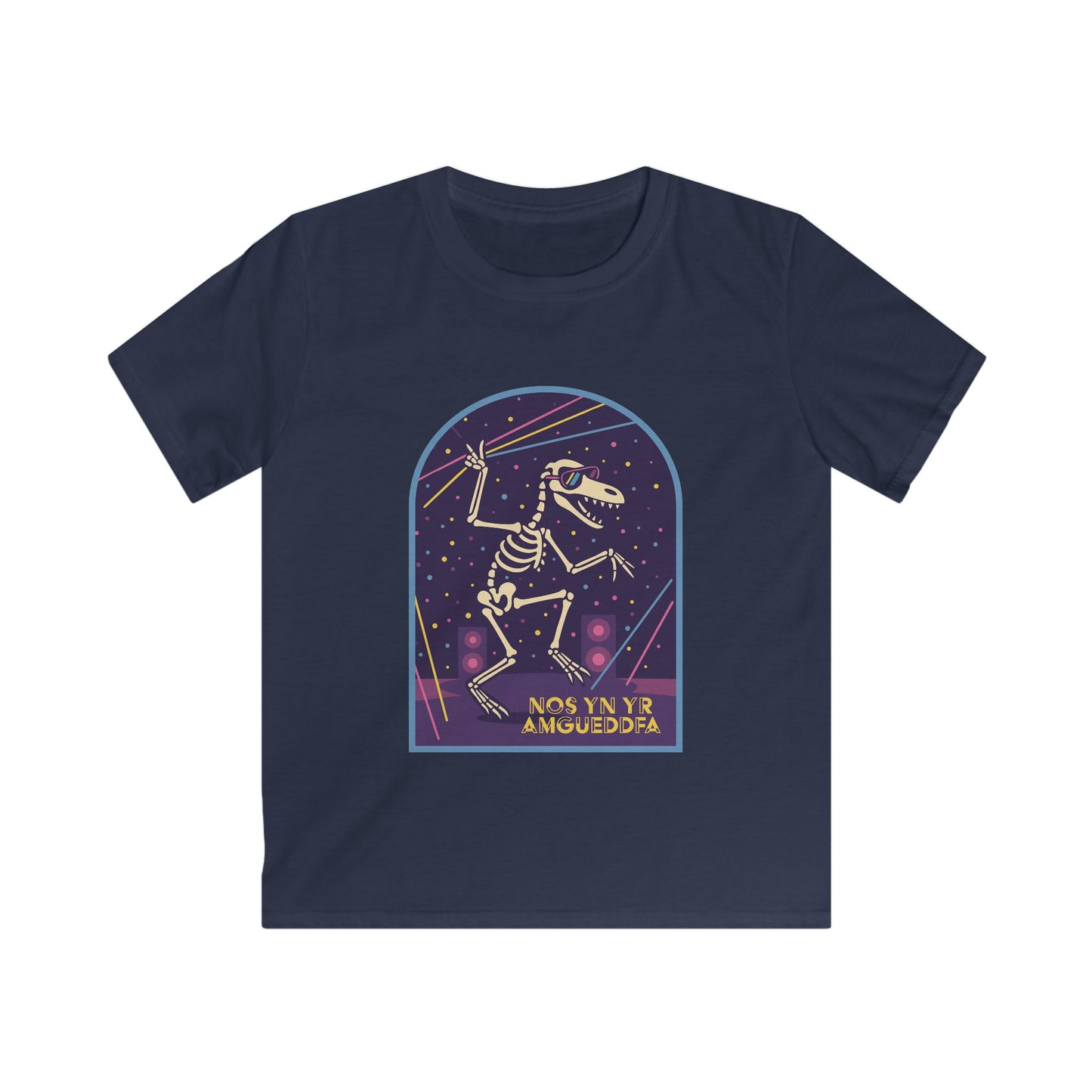Night in the Museum Dancing Dinosaur Welsh Kids T-Shirt — Nos yn yr Amgueddfa