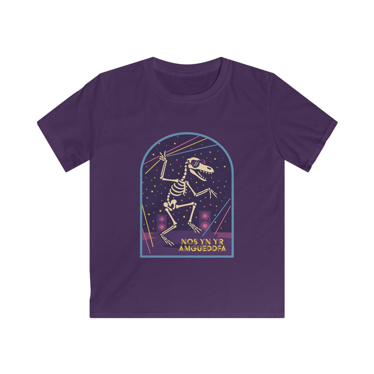 Night in the Museum Dancing Dinosaur Welsh Kids T-Shirt — Nos yn yr Amgueddfa