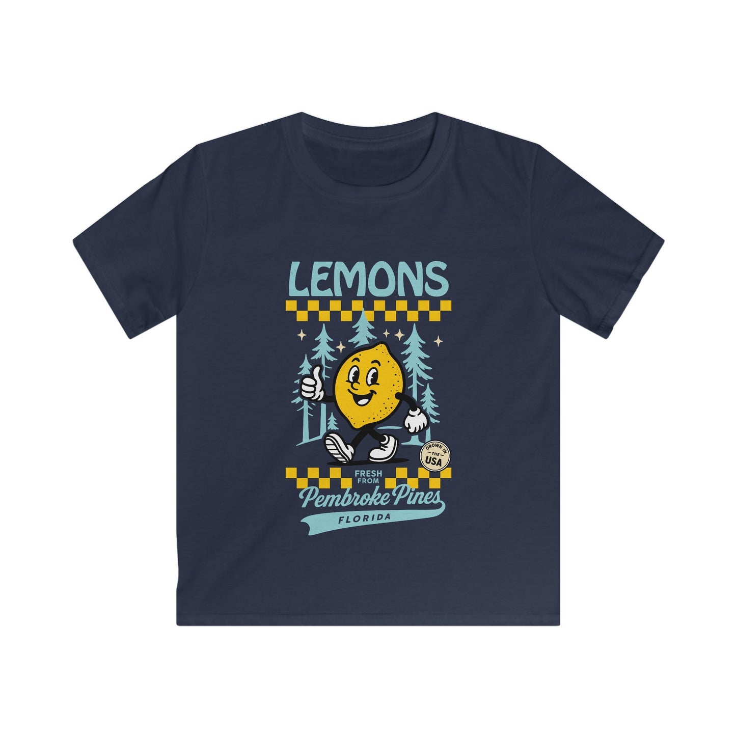 Retro Cartoon Lemon Kids T-Shirt - 'Lemons Pembroke Pines, Florida'