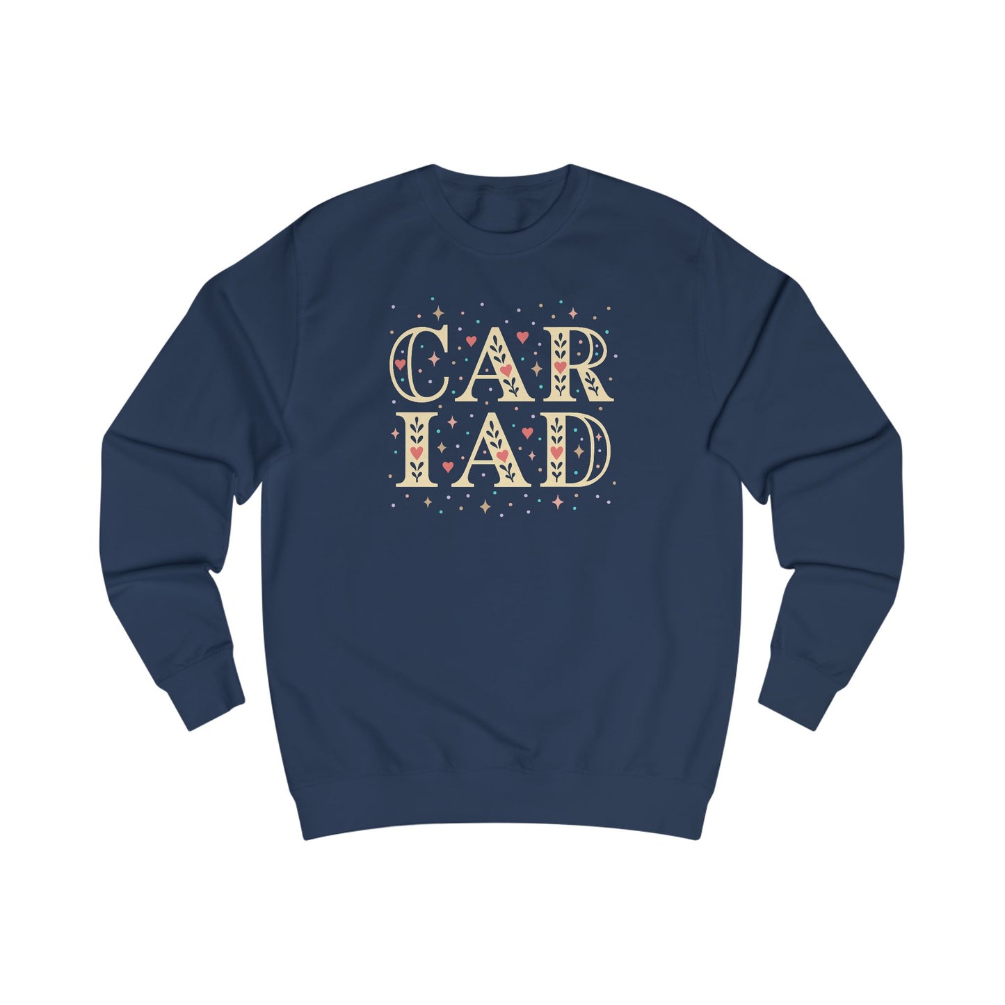Cariad Jumper - Retro Floral Typography Crewneck (Unisex)