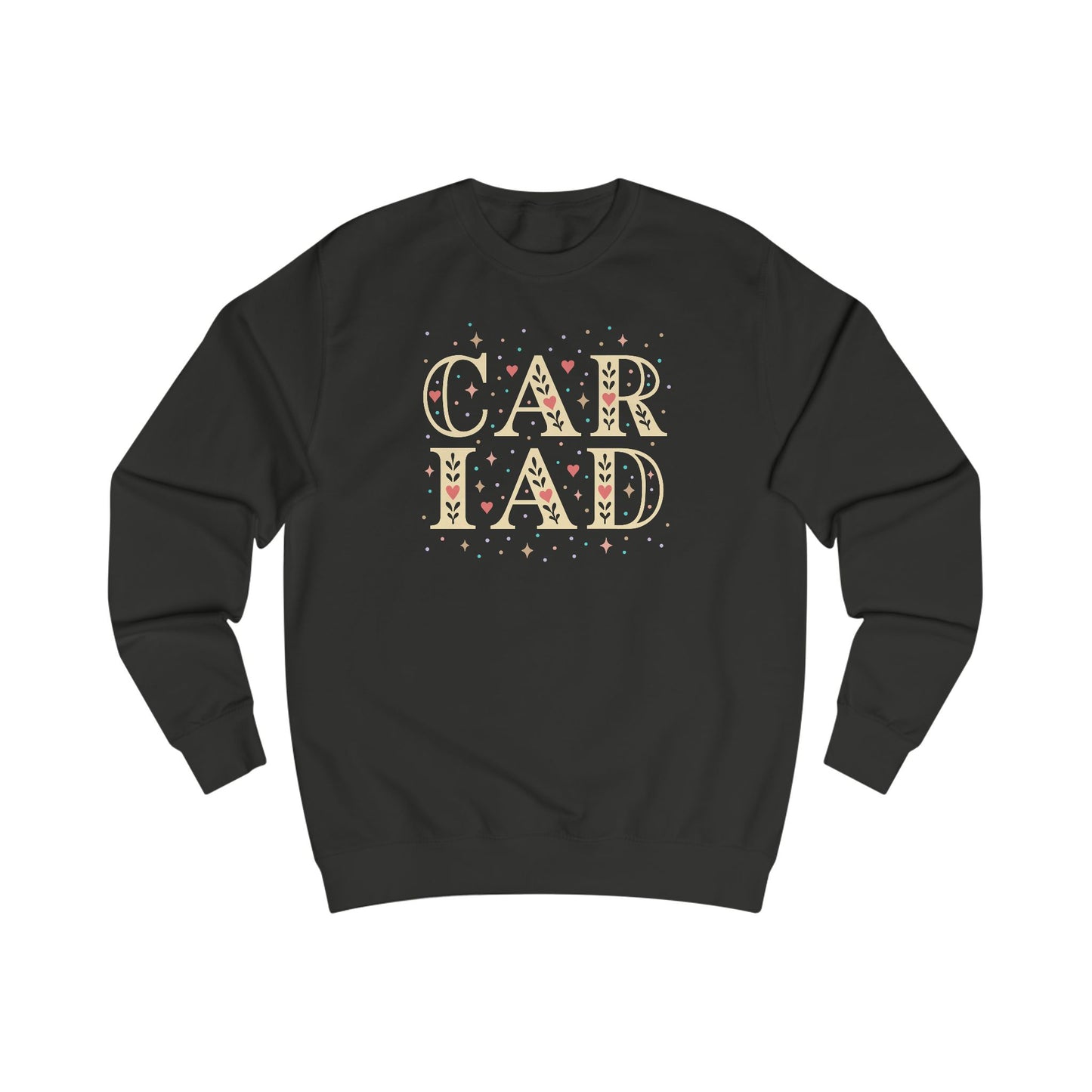Cariad Jumper - Retro Floral Typography Crewneck (Unisex)