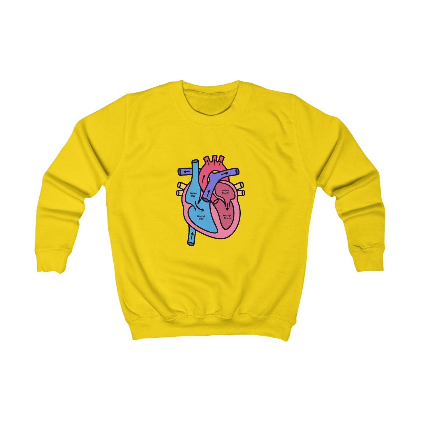 Kids Labelled Heart Jumper - Welsh Text