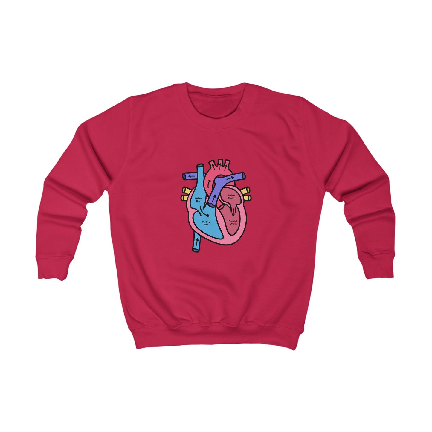 Kids Labelled Heart Jumper - Welsh Text