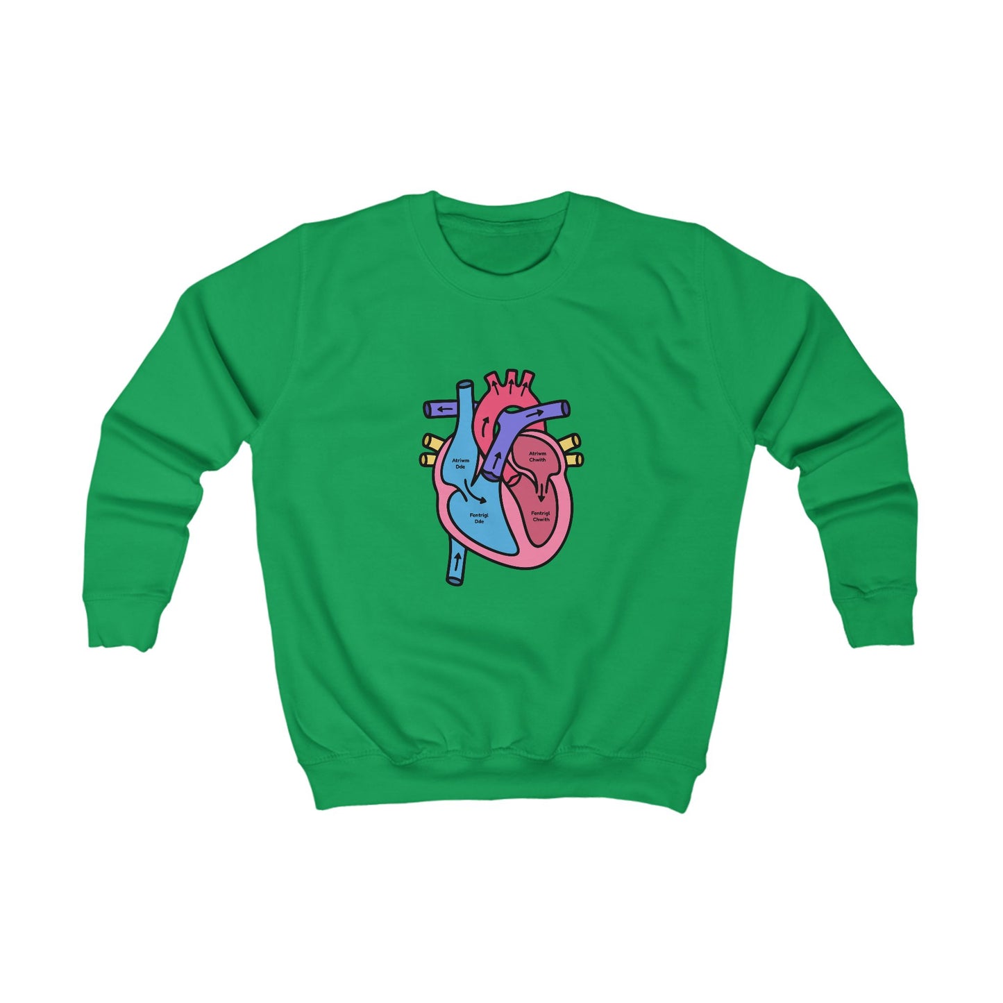 Kids Labelled Heart Jumper - Welsh Text