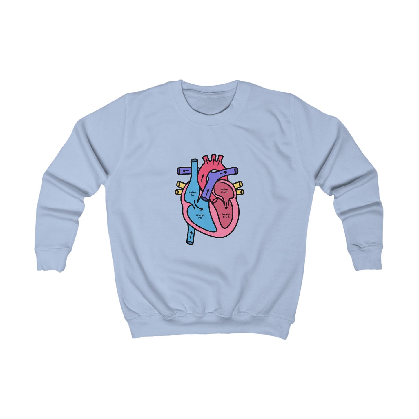 Kids Labelled Heart Jumper - Welsh Text