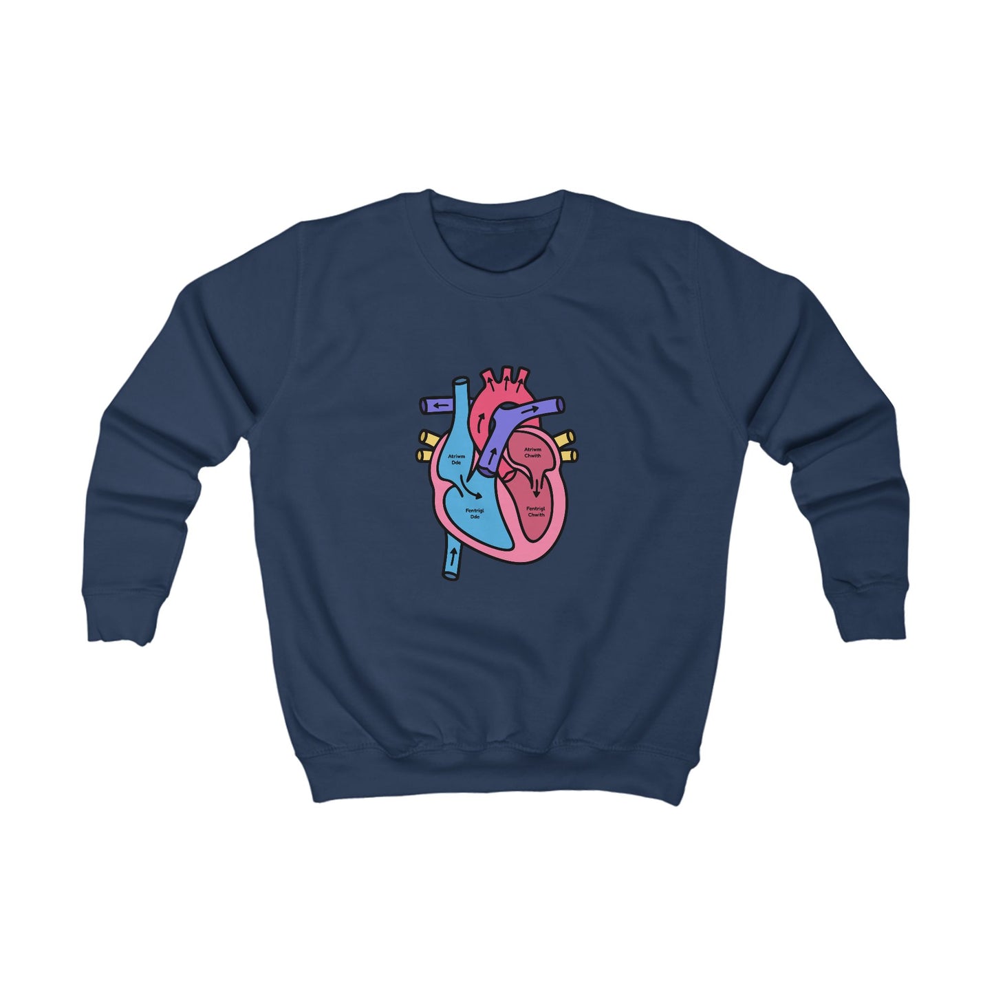 Kids Labelled Heart Jumper - Welsh Text