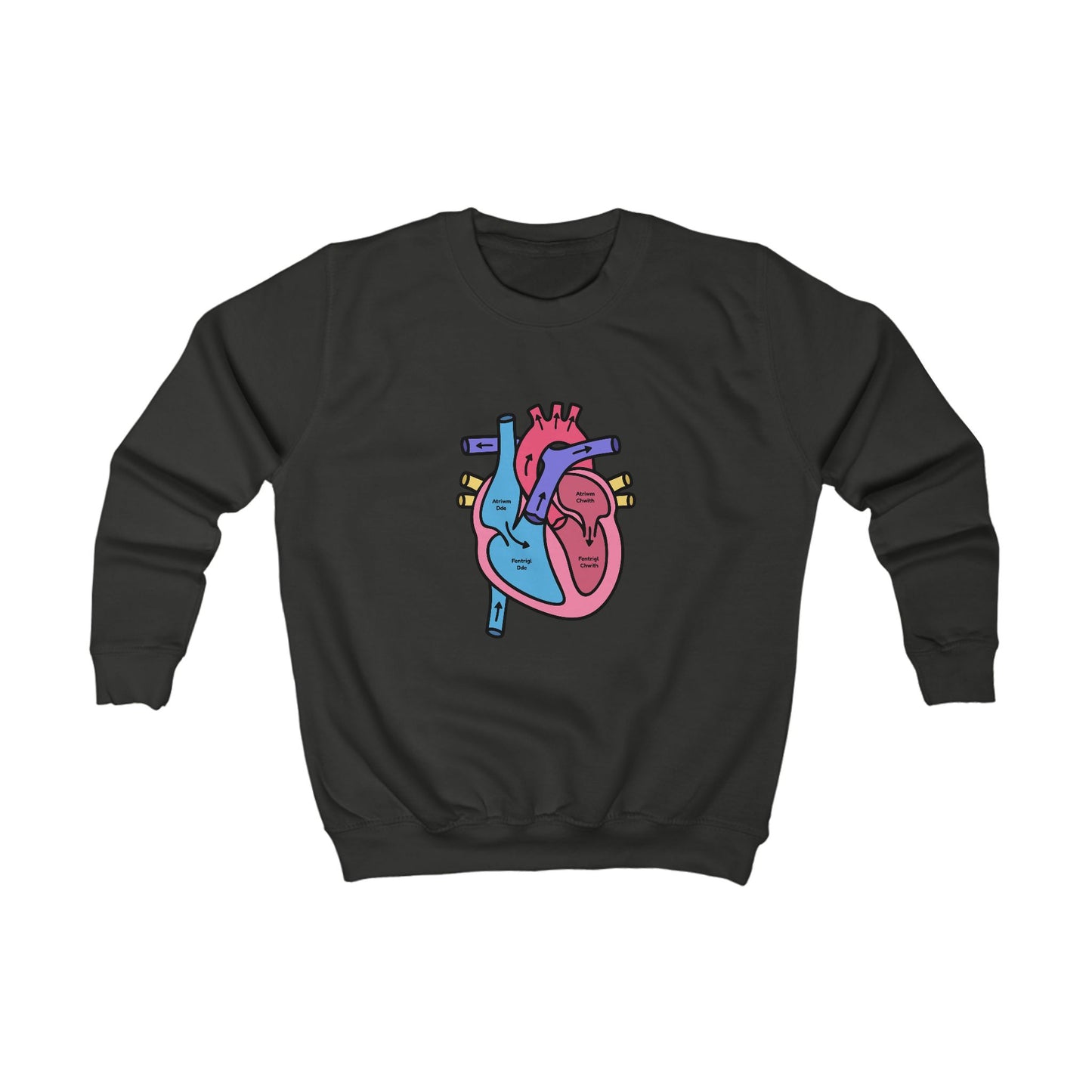 Kids Labelled Heart Jumper - Welsh Text