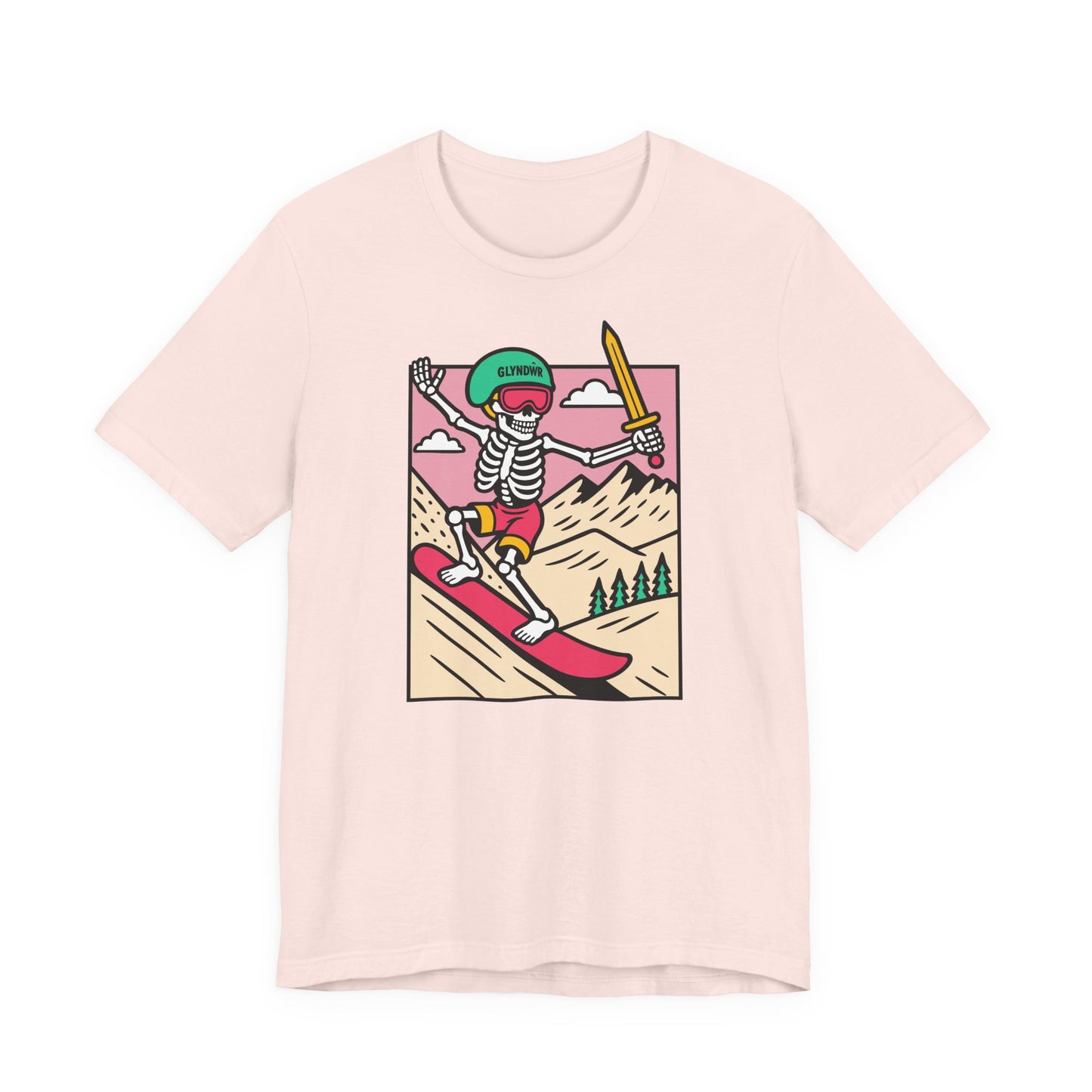 Skeleton Glyndŵr Retro Snowboarding Unisex Tee