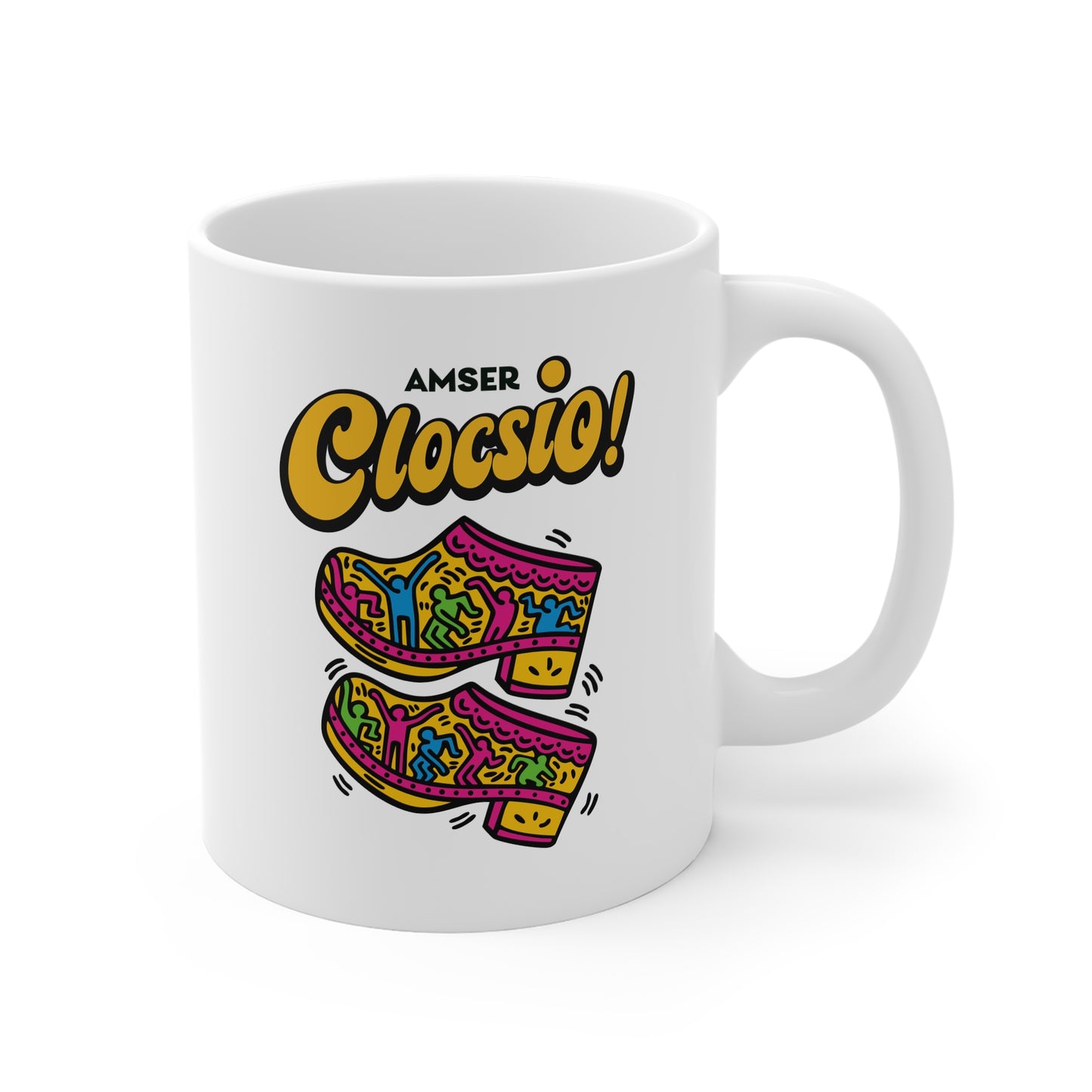 Amser Clocsio! Ceramic Mug — Welsh Clog Design