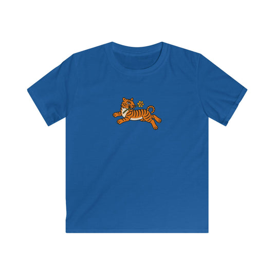 Kids Tiger and Daffodil T-Shirt - Leaping Tiger Tee for Children