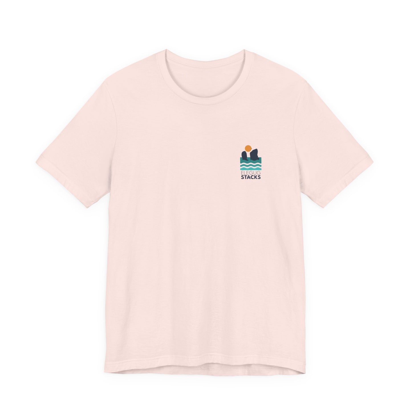 Elegug Stacks Graphic Tee — Minimal Sunset Wave Pocket T-Shirt
