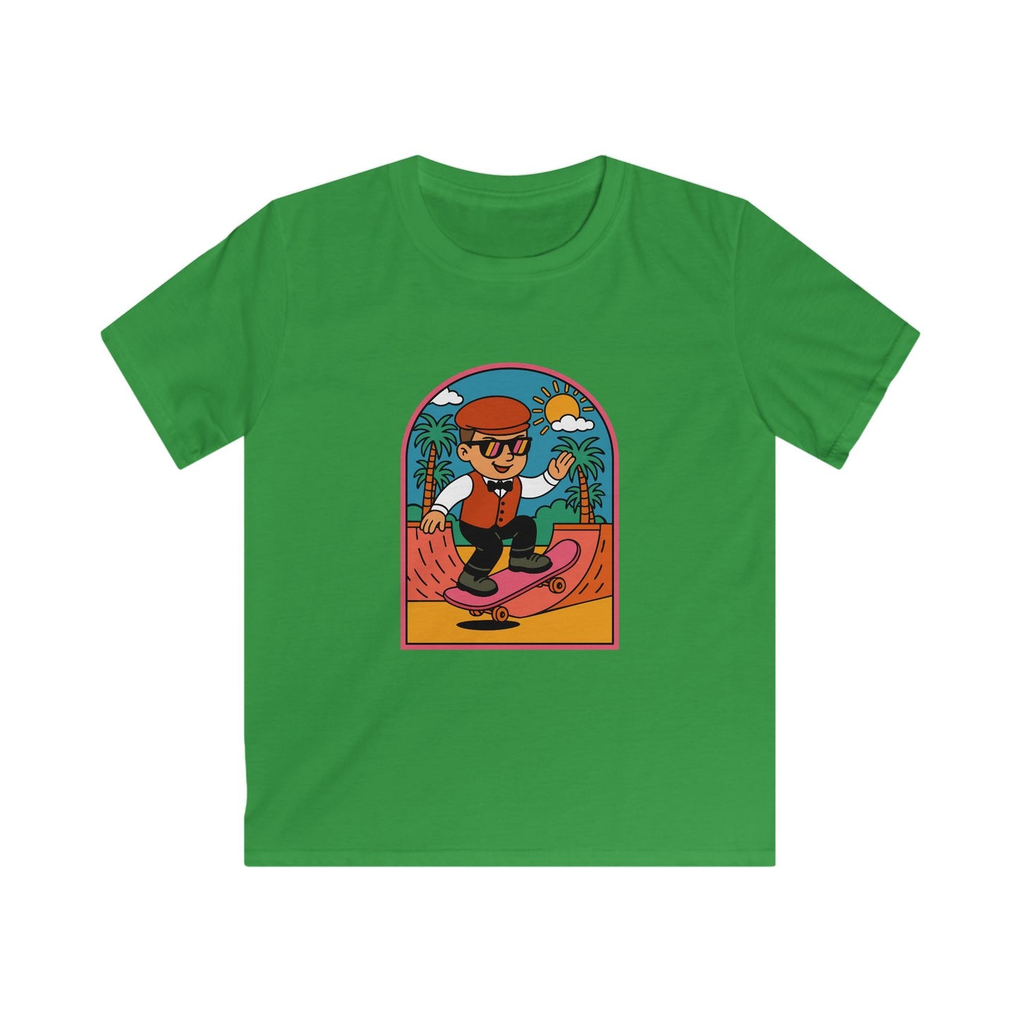 Kids Skateboarder Graphic Tee - Retro Welsh Costume Skate Shirt