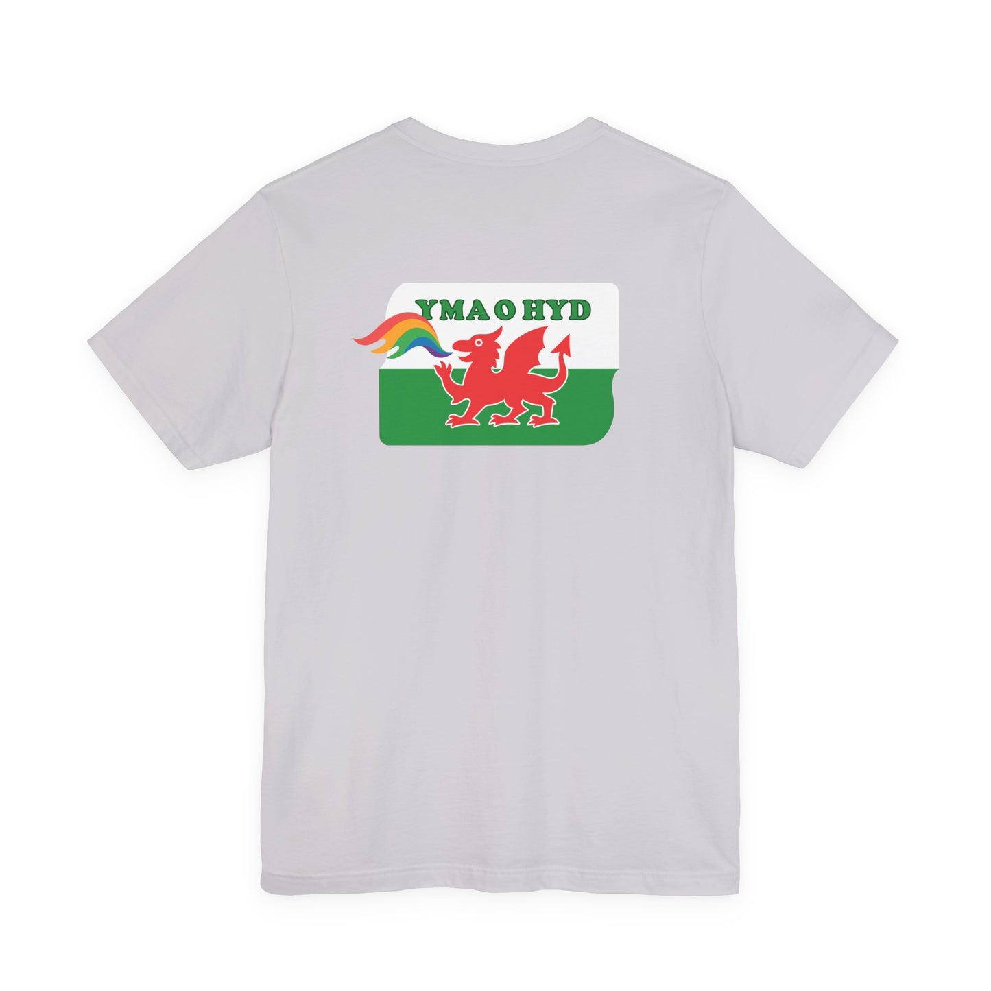 Welsh Dragon Rainbow Tee (Unisex) — Yma o Hyd Graphic T-Shirt (Double sided)