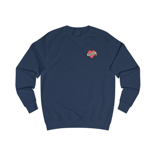 Minimalist Heart Tattoo Unisex Jumper - Welsh Language - 'Teulu' (Family)
