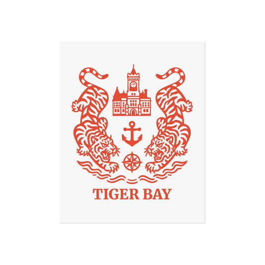 Vintage Tiger Bay (Cardiff) Fine Art Poster — Nautical Crest With Twin Tigers