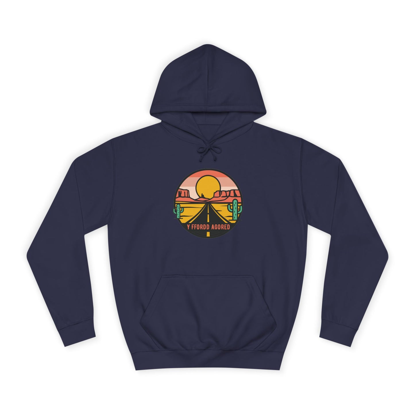 Retro Sunset Road Trip Unisex Hoodie - 'Y Ffordd Agored'