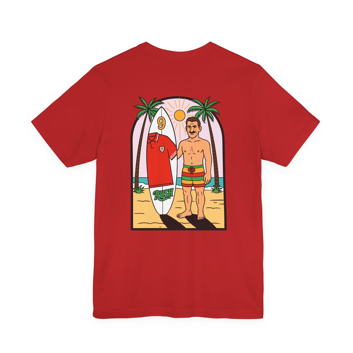Ian Rush Surf T-Shirt (Unisex) - Wales 90s Kit Football Shirt (Double Sided)