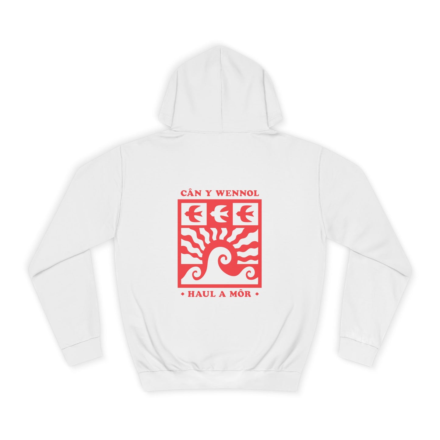 Retro Swallow & Wave Unisex Hoodie 'Can Y Wennol' (Double Sided)
