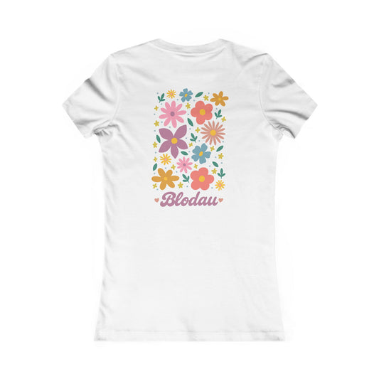 Women's Floral Tee — 'Blodau' Retro Flower Graphic (Double Sided)