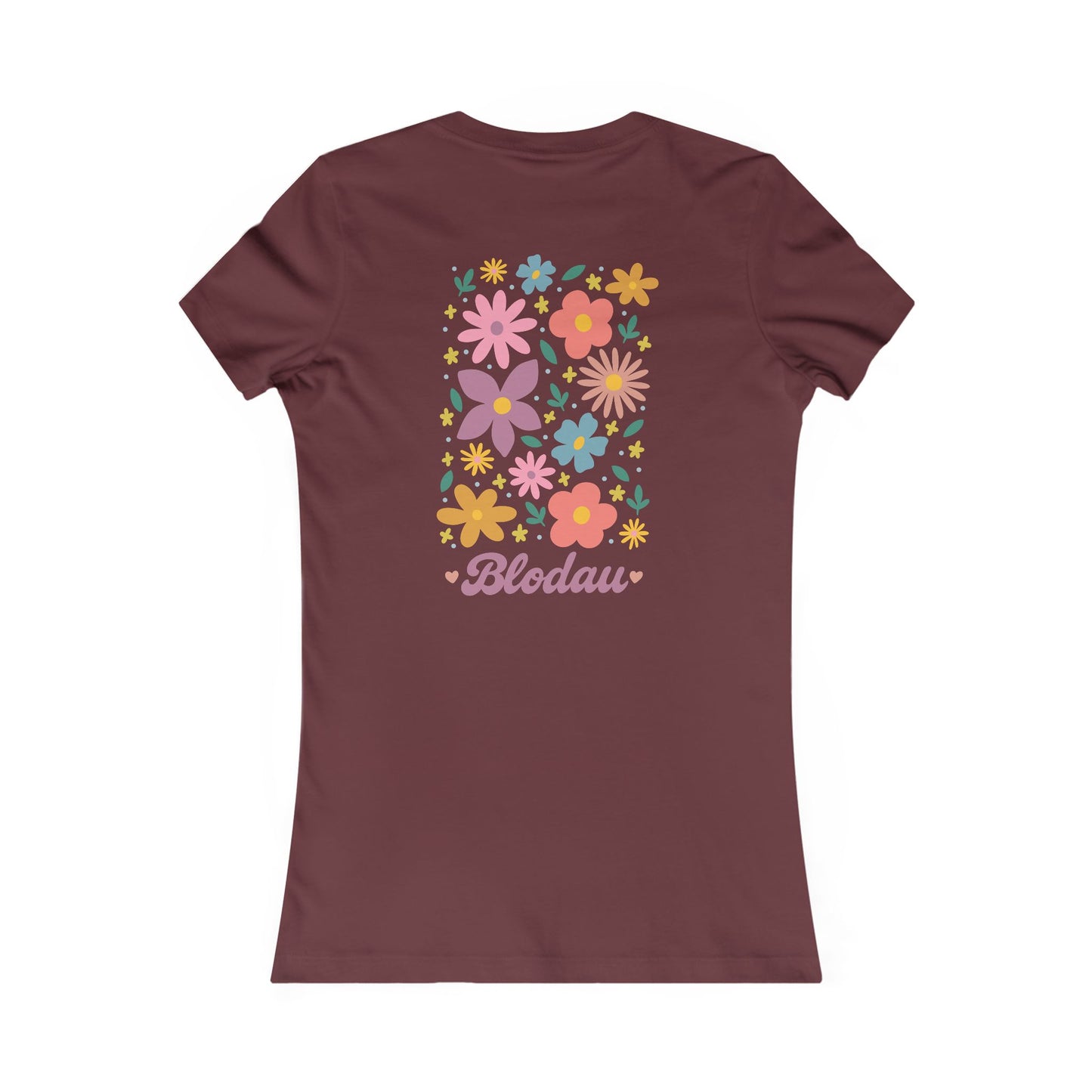 Women's Floral Tee — 'Blodau' Retro Flower Graphic (Double Sided)