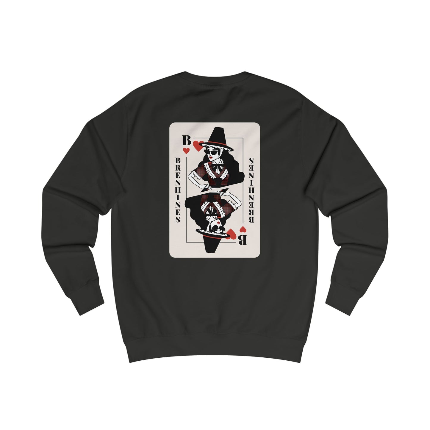 Welsh Queen of Hearts Playing Card Sweatshirt - Brenhines (Double Sided)