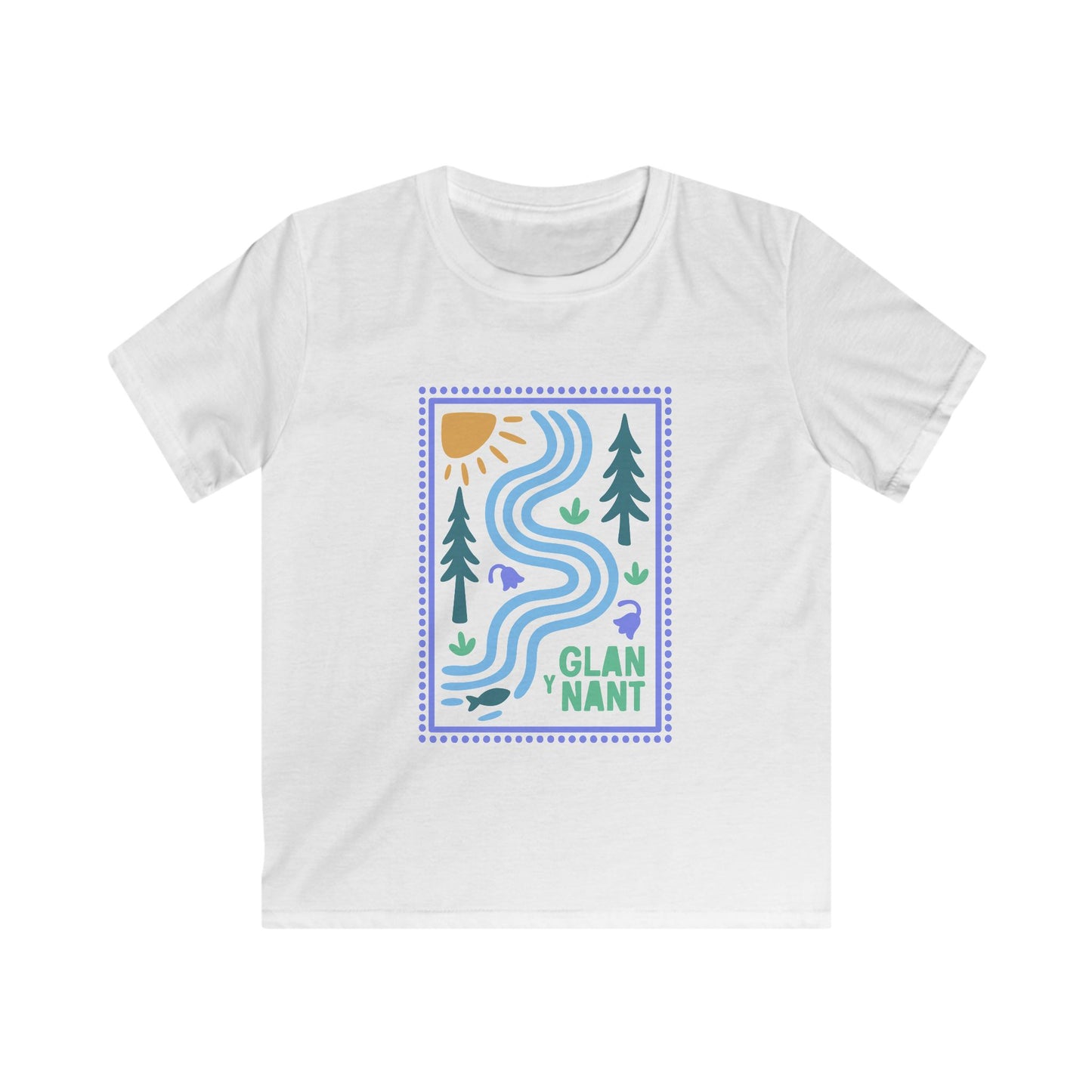 Kids Adventure Tee — "Glan Y Nant" Riverside Nature Graphic