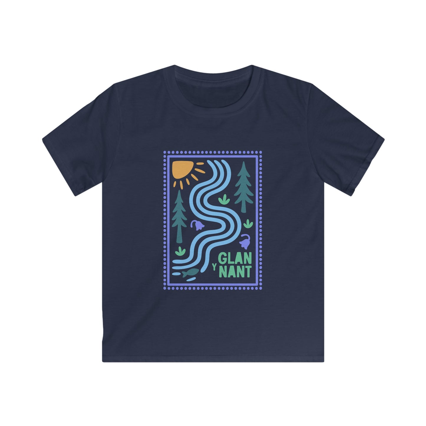Kids Adventure Tee — "Glan Y Nant" Riverside Nature Graphic