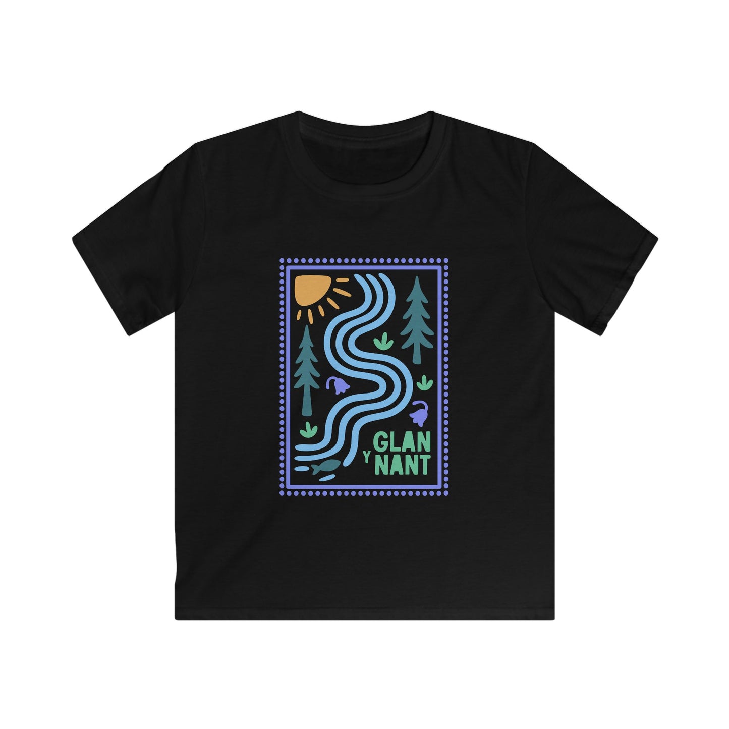 Kids Adventure Tee — "Glan Y Nant" Riverside Nature Graphic