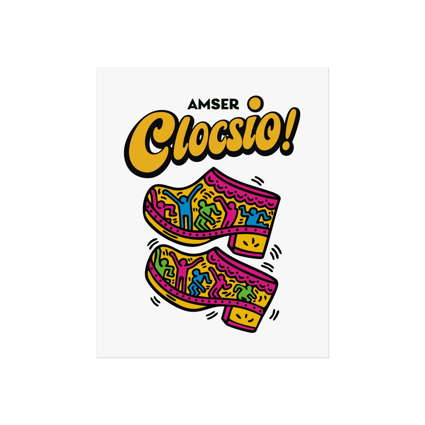 'Amser Clocsio' - Colourful Pop Art Clog Print