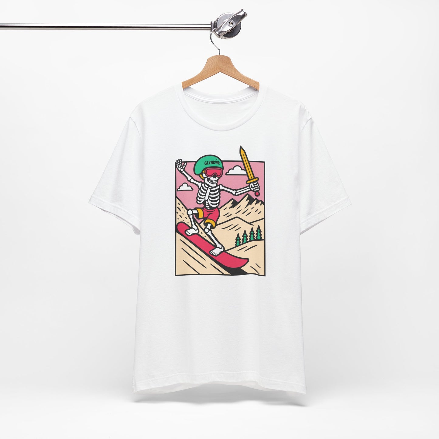 Skeleton Glyndŵr Retro Snowboarding Unisex Tee