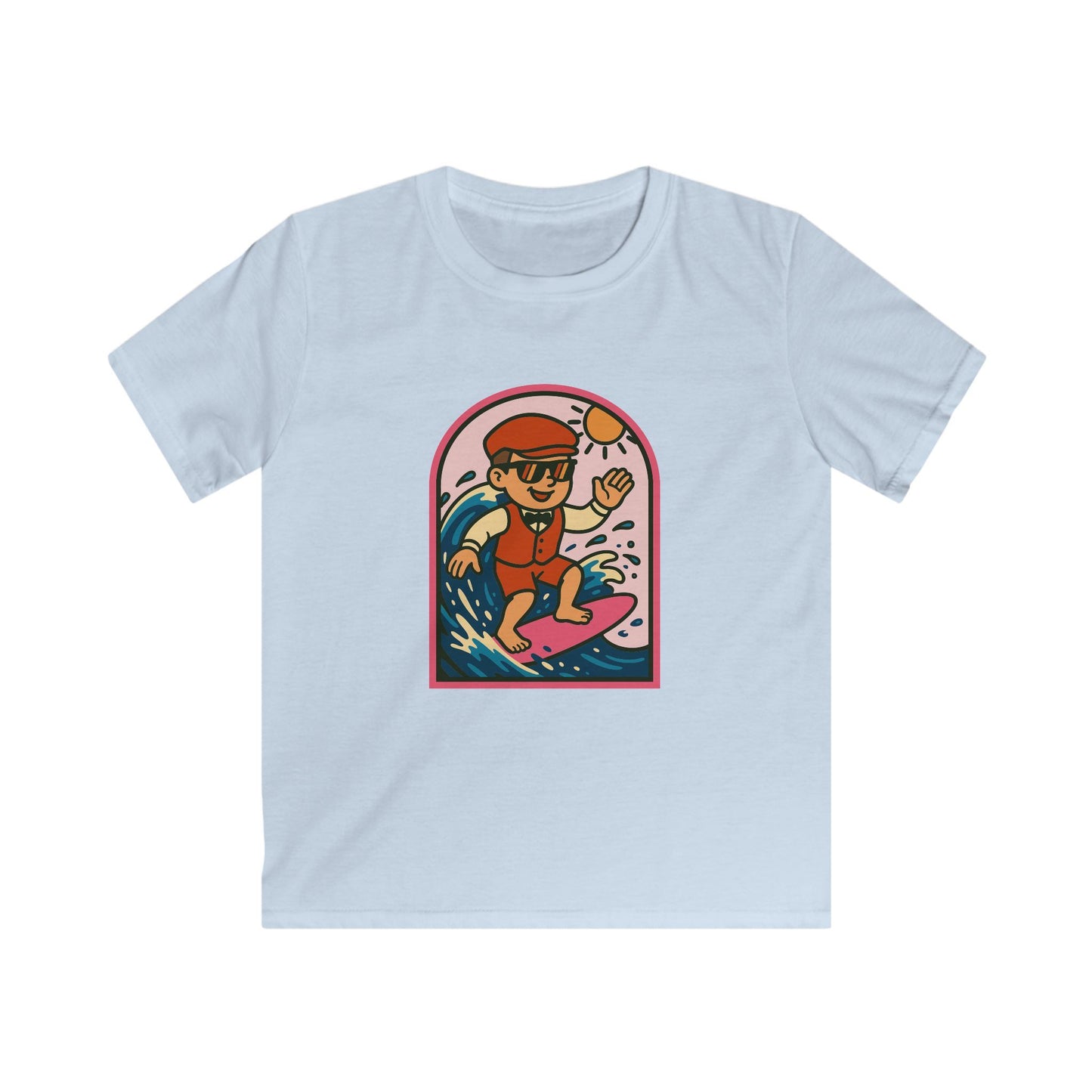 Kids Surfing T‑Shirt - Retro Welsh Costume Surfer Graphic Tee for Boys & Girls