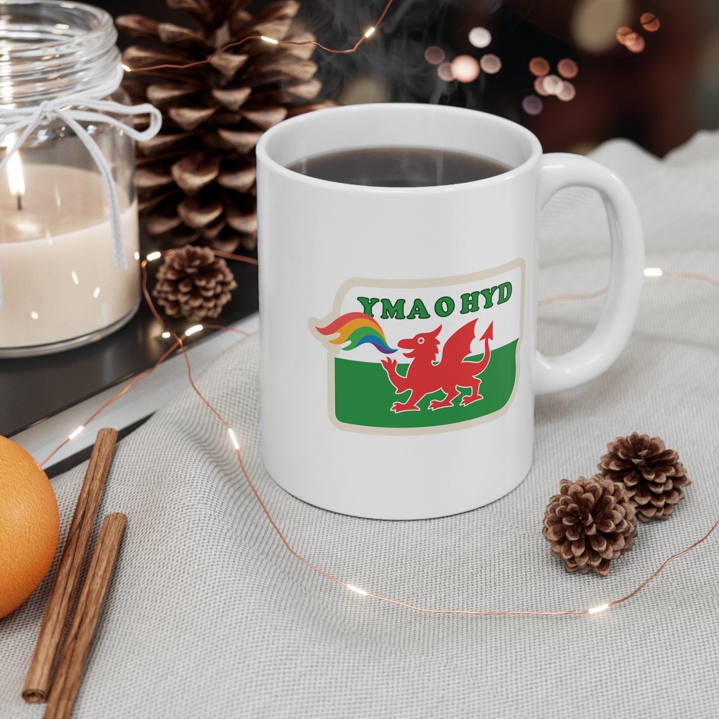Yma O Hyd Welsh Dragon Rainbow Mug
